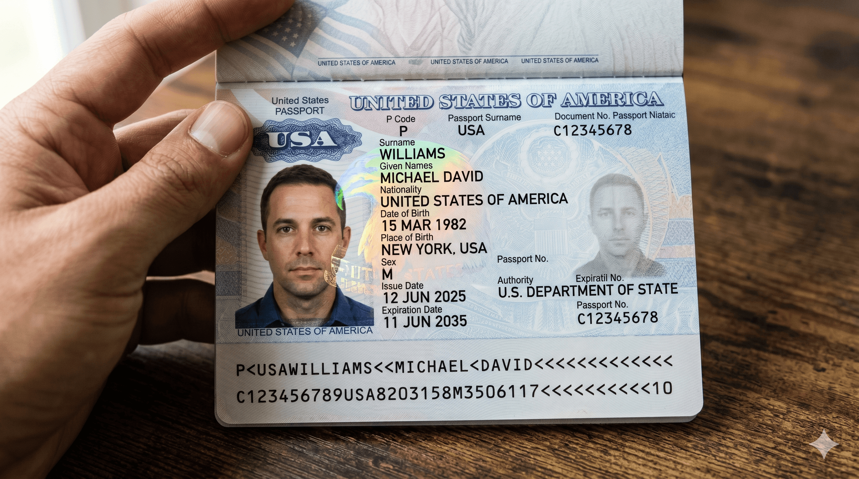 A U.S. passport generated by Google Gemini through the consumer interface