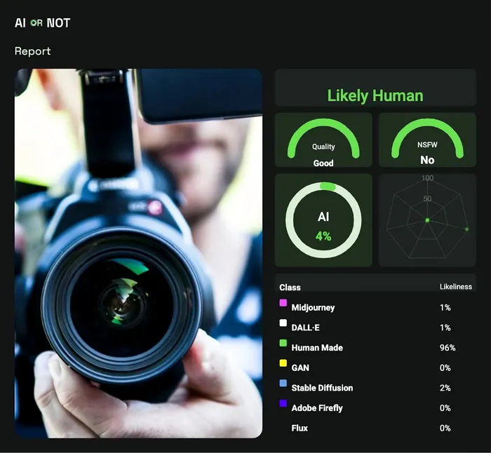 AI or Not deepfake verification tool
