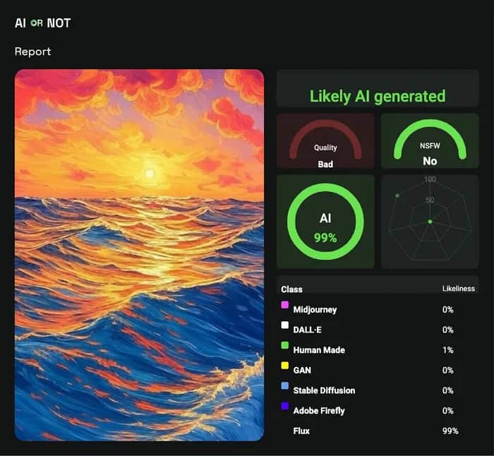 AI or Not deepfake analysis tool